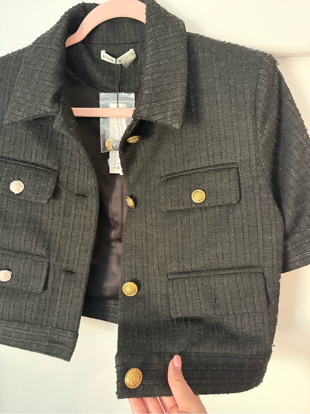 Alice + Olivia Elle Tweed Cropped Jacket